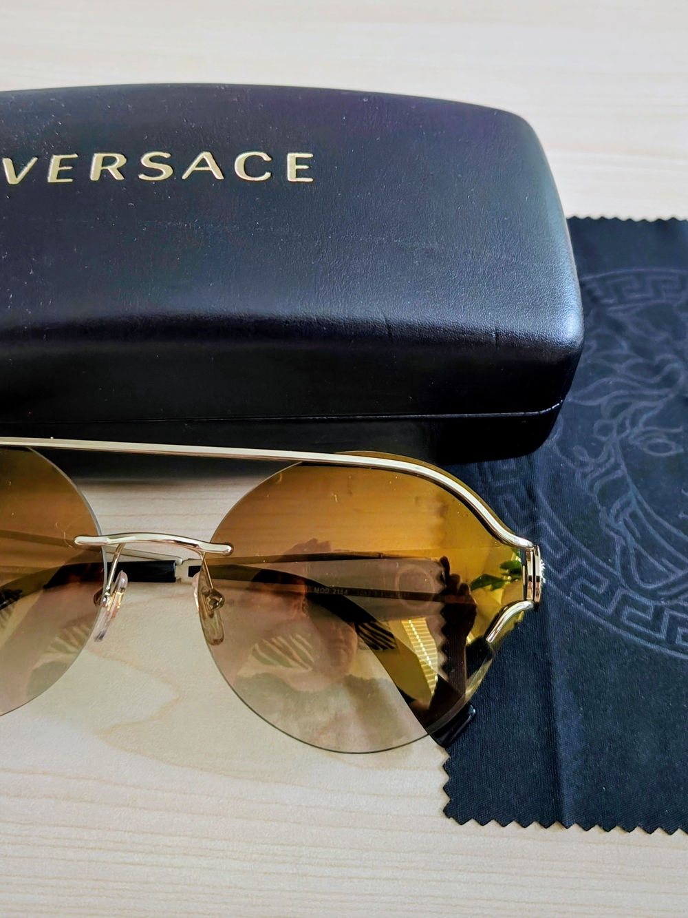Versace Gold Frame Brown Lens Men's Sunglasses